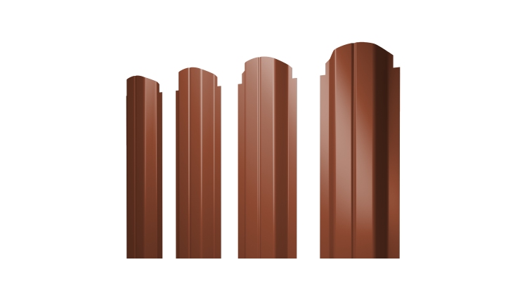 Штакетник П-образный А фигурный 0,45 Drap TR RAL 8004 терракота