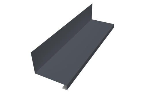 Планка примыкание нижнее к трубе фальц Grand Line 0,5 Satin с пленкой RAL 7024 мокрый асфальт (2м)